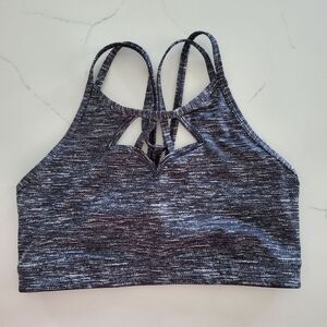 Victoria's Secret Sports Bra Medium Black Gray Wireless Racerback Strappy